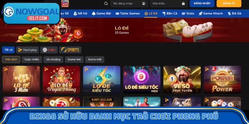 Bin88 sở hữu danh mục trò chơi phong phú 